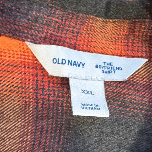 Old Navy The Boyfriend Flannel Shirt - Orange & Black Plaid - XXL - Picture 3 of 4